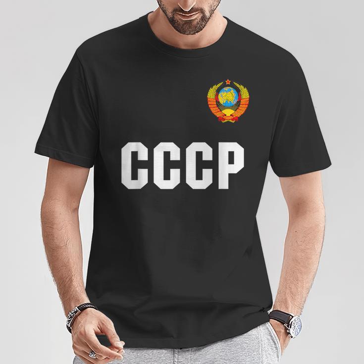 ロシアcccp ソ連ロシアサッカージャージーtシャツ Tシャツ 面白い贈り物
