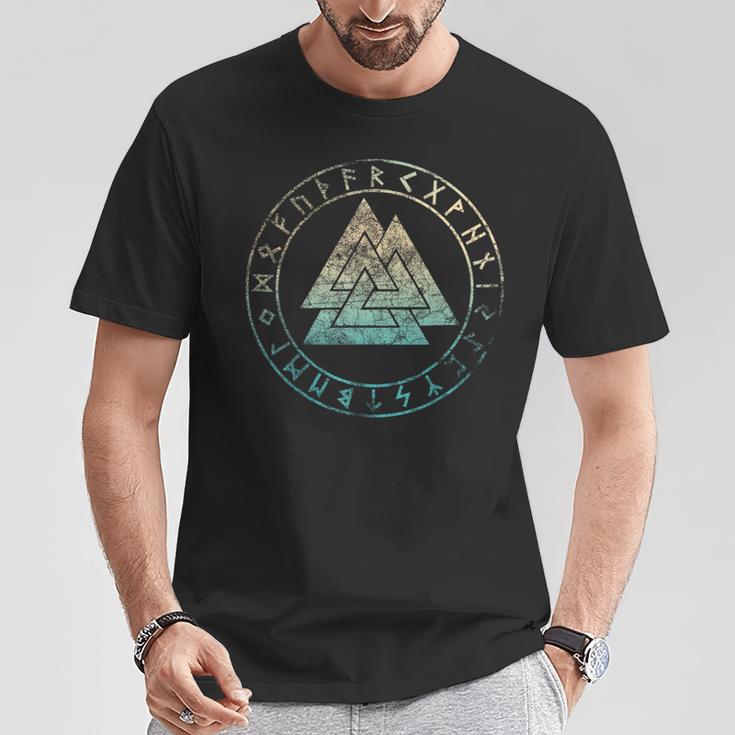 ヴァルクナット オーディンシンボル ケルトノット 北欧バイキング ルーン文字 Tシャツ 面白い贈り物