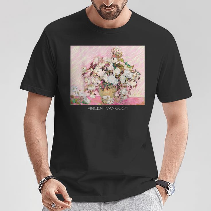 ヴィンセント・ファン・ゴッホ作 パステルヴィンテージローズ 美しい絵画 Tシャツ 面白い贈り物