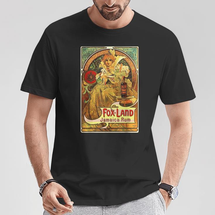 ヴィンテージ ジャマイカ ラム 広告ポスター ガール アルフォンス・ミュシャ Tシャツ 面白い贈り物