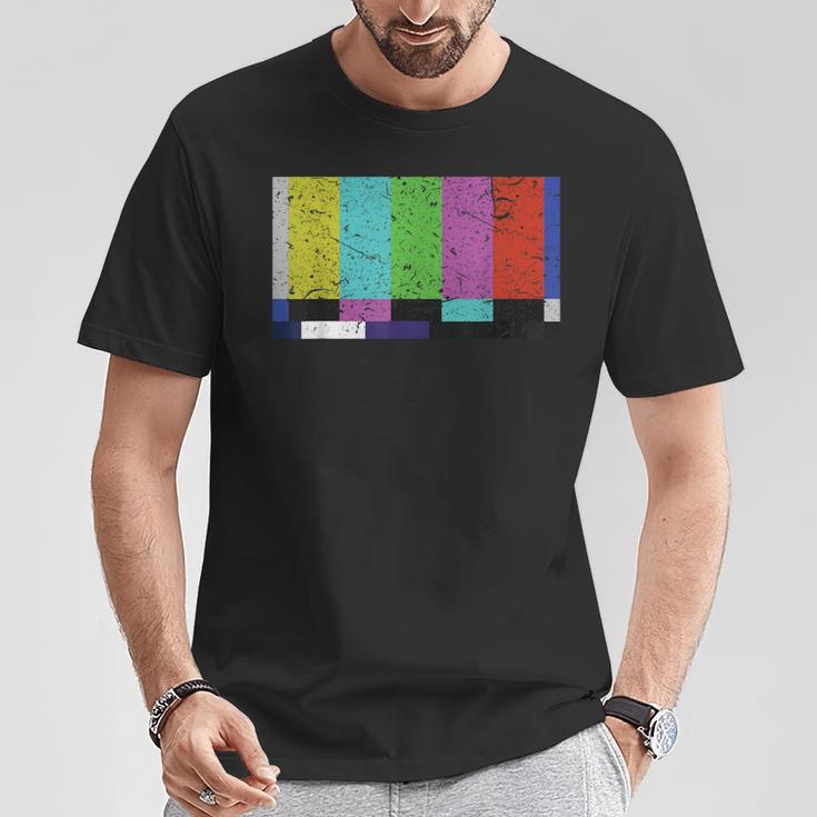 ヴィンテージテレビテストパターンカラーバー グラフィックデザインプレゼント Tシャツ 面白い贈り物