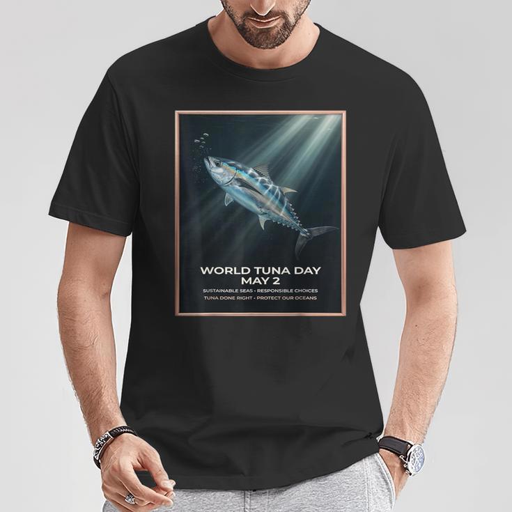 ヴィンテージブルーフィンツナ 5月2日世界デー Tシャツ 面白い贈り物
