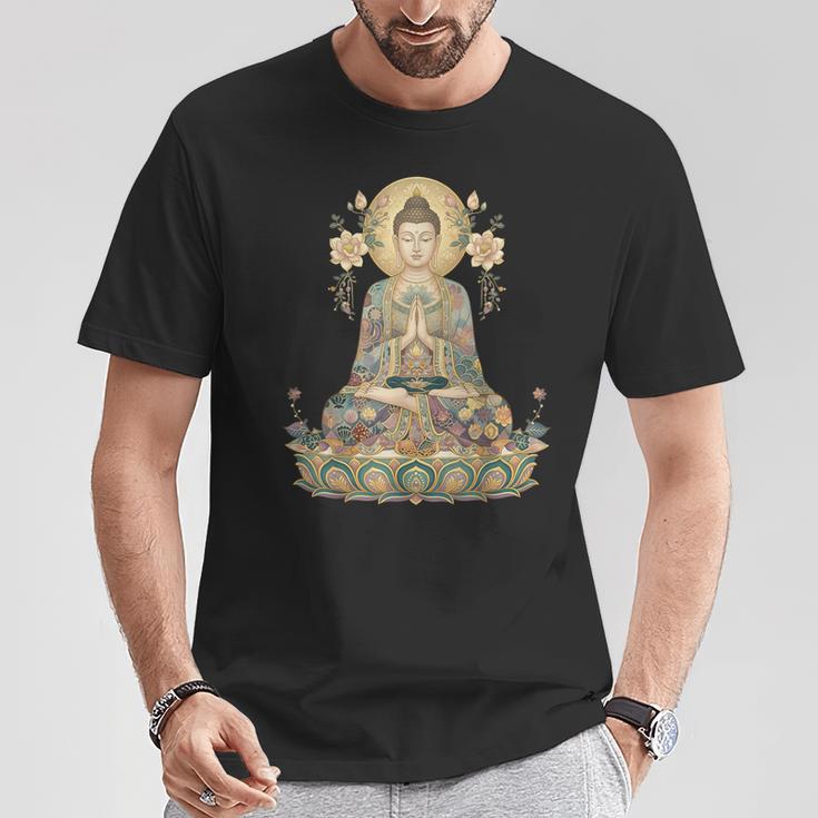 仏像 ヨガ 仏教 禅 瞑想 Tシャツ 面白い贈り物