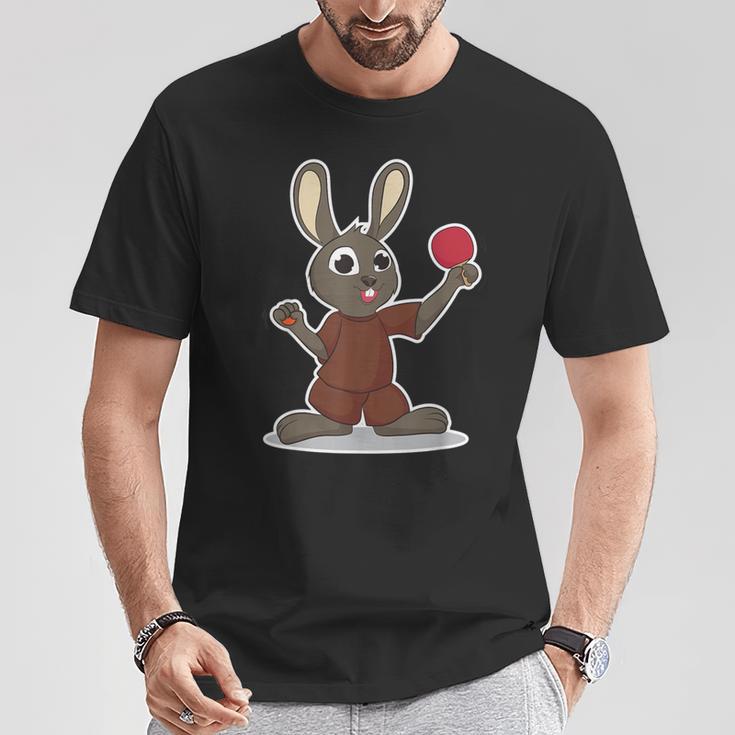 卓球選手 卓球をするかわいいうさぎさん Tシャツ 面白い贈り物