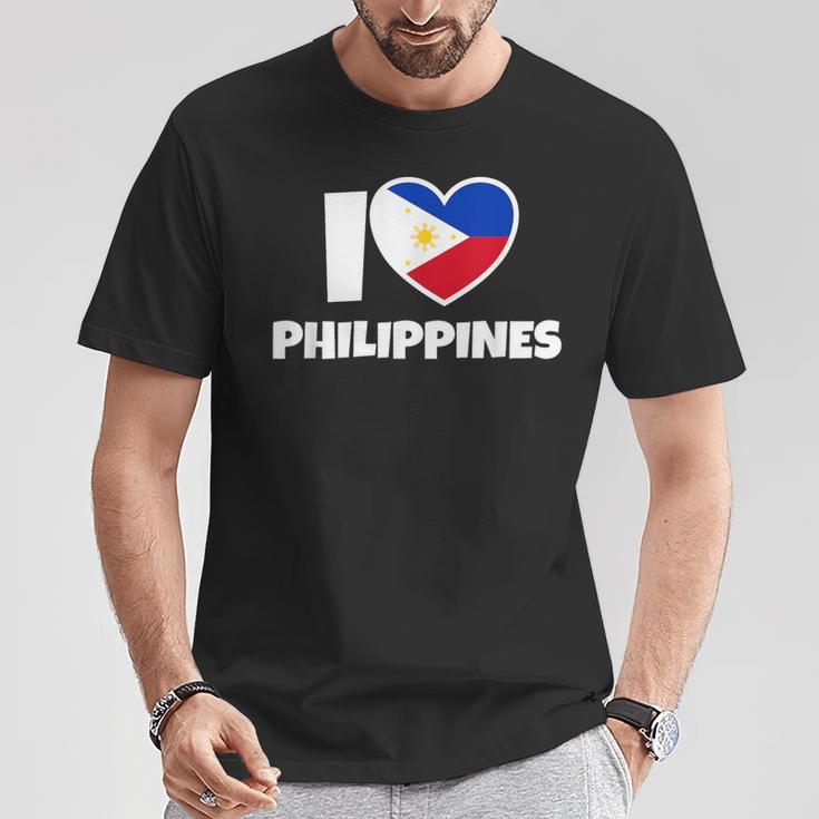 国旗とハートのアイ・ラブ・フィリピン Tシャツ 面白い贈り物