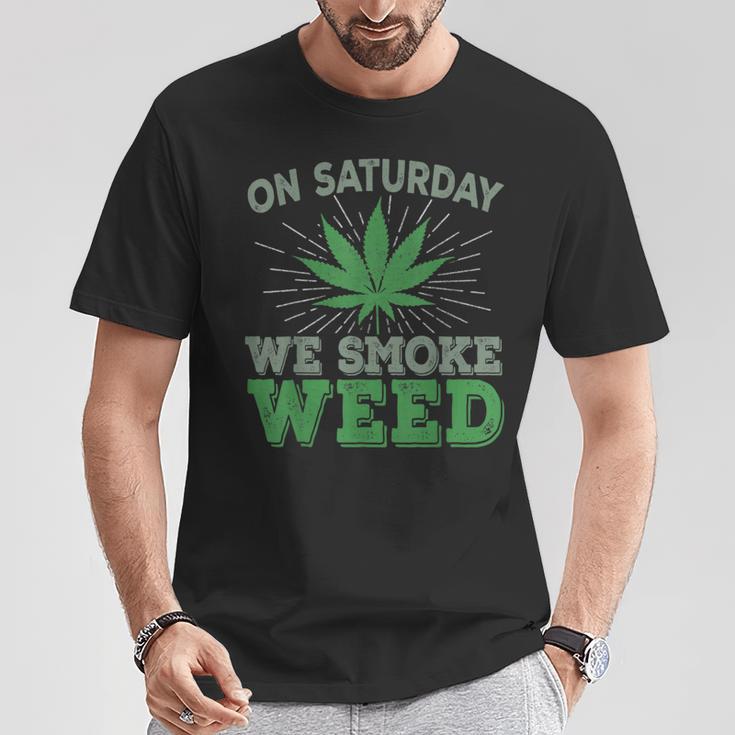 土曜日はwemoke Weeed-鈍いジョイントガンジャディスペンサリーアート Tシャツ 面白い贈り物