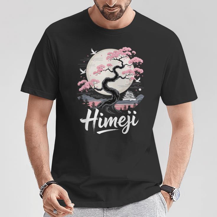 姫路 桜 月 情景 日本の風景 Tシャツ 面白い贈り物