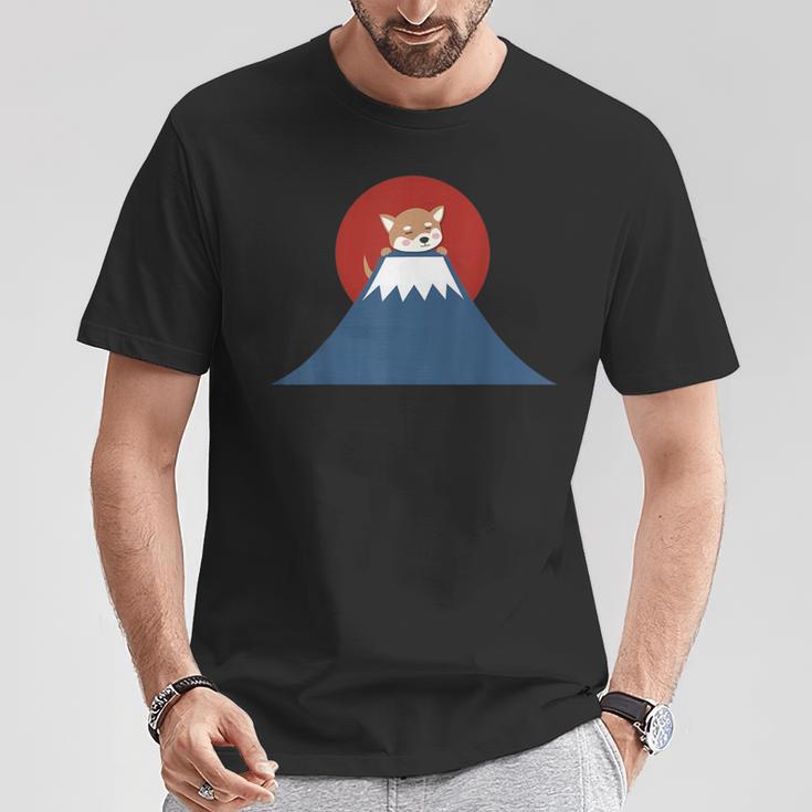 富士山柴犬tシャツ 日本犬ジャパンtシャツ カワイイ Tシャツ 面白い贈り物