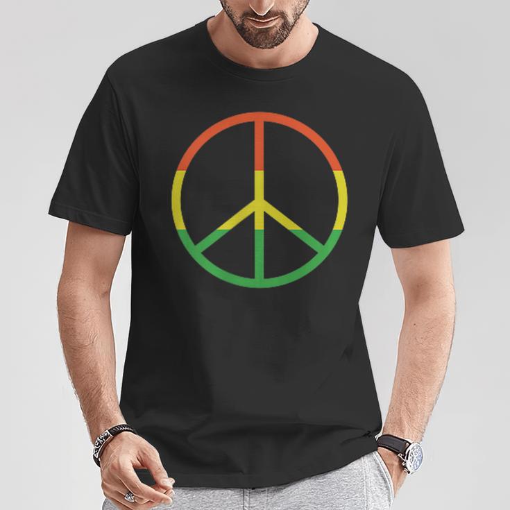 平和のシンボル サイン ジャマイカ レゲエ ラスタ国旗 カラー シンプル Tシャツ 面白い贈り物