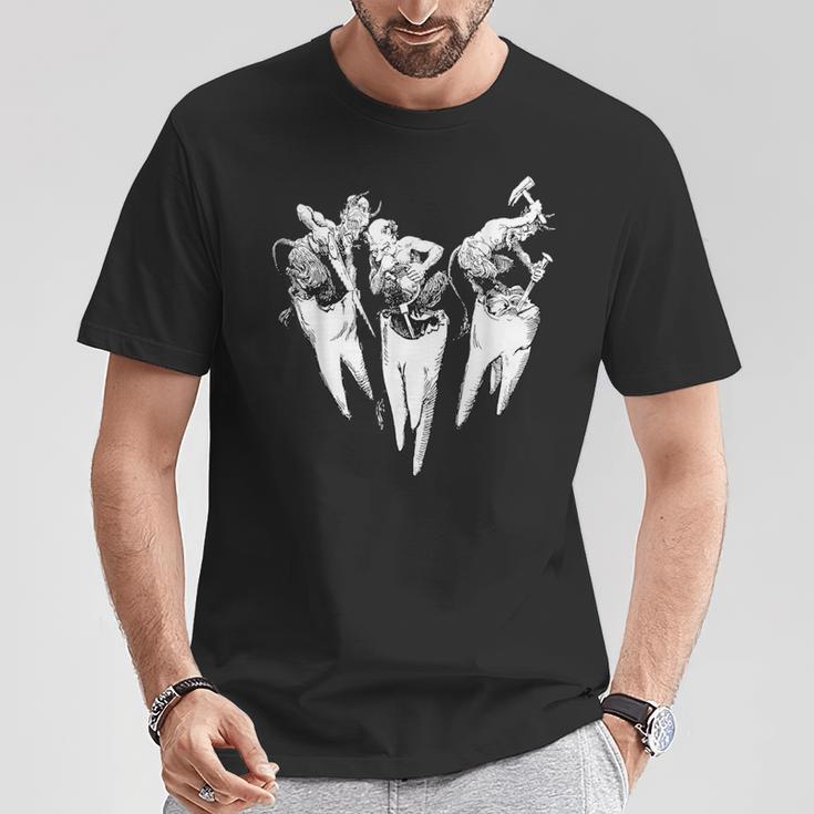 悪魔の歯痛 歯医者 クラシックイラスト Tシャツ 面白い贈り物