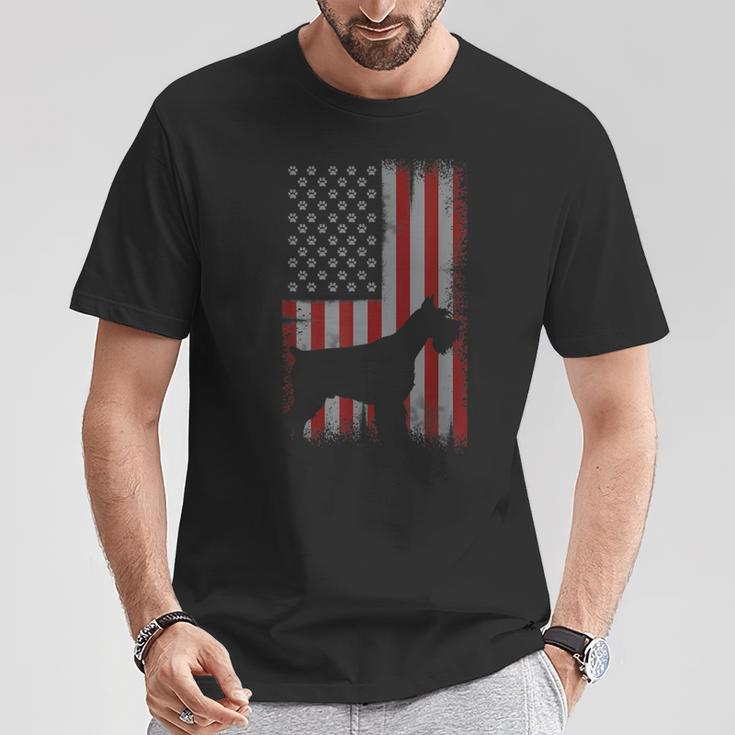 愛国的 アメリカ国旗 シュナウザー 恋人 ギフト 男性 女性 犬 Tシャツ 面白い贈り物