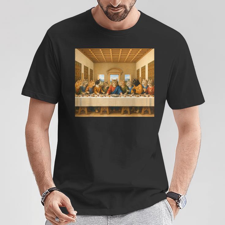 最後の猫晩餐 おもしろ猫 猫好きさん キャットアートクラシック Tシャツ 面白い贈り物