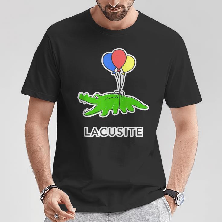 楽して行こうワニ（Lacusite）落書きワニ 風船【変なデザイン屋さん】ブランド パロディ 面白い Tシャツ 面白い贈り物