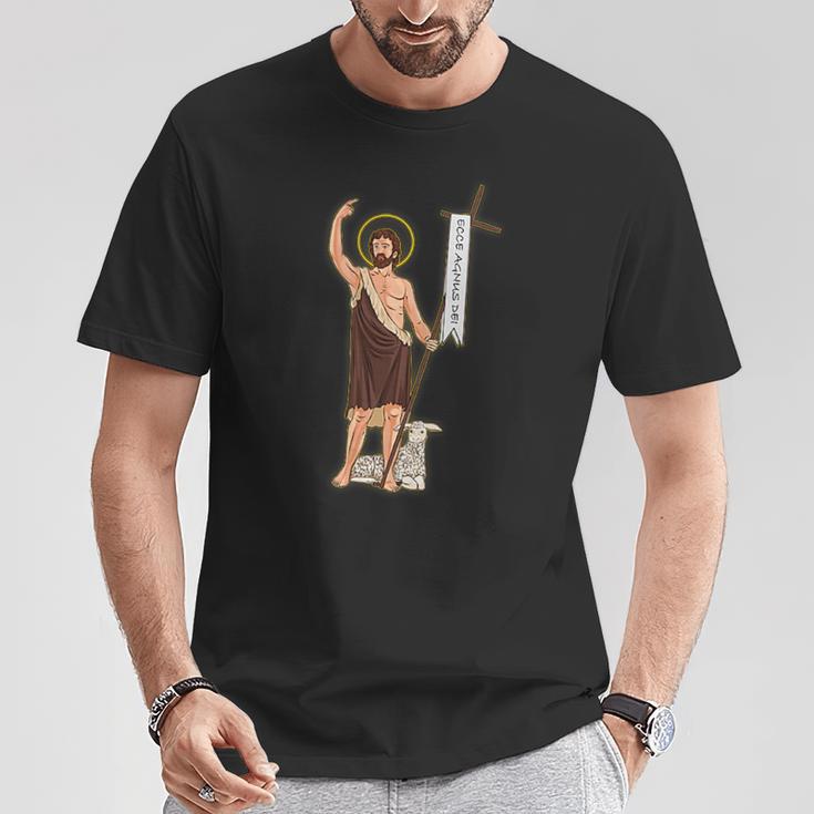 洗礼者聖ヨハネ。キリスト教の聖人 Tシャツ 面白い贈り物
