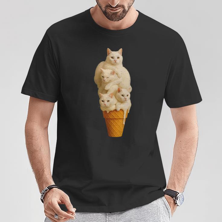 猫 アイスクリーム かわいい ペット 子猫好き 猫 夏 バイブ Tシャツ 面白い贈り物