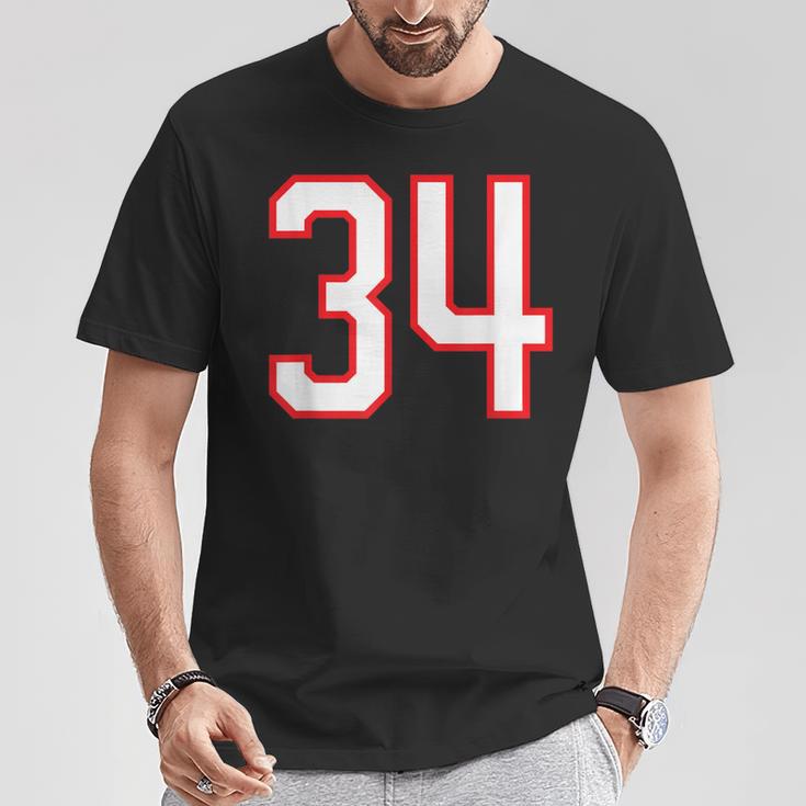 番号 34 スポーツ ホワイト レッド 代表番号 Tシャツ 面白い贈り物