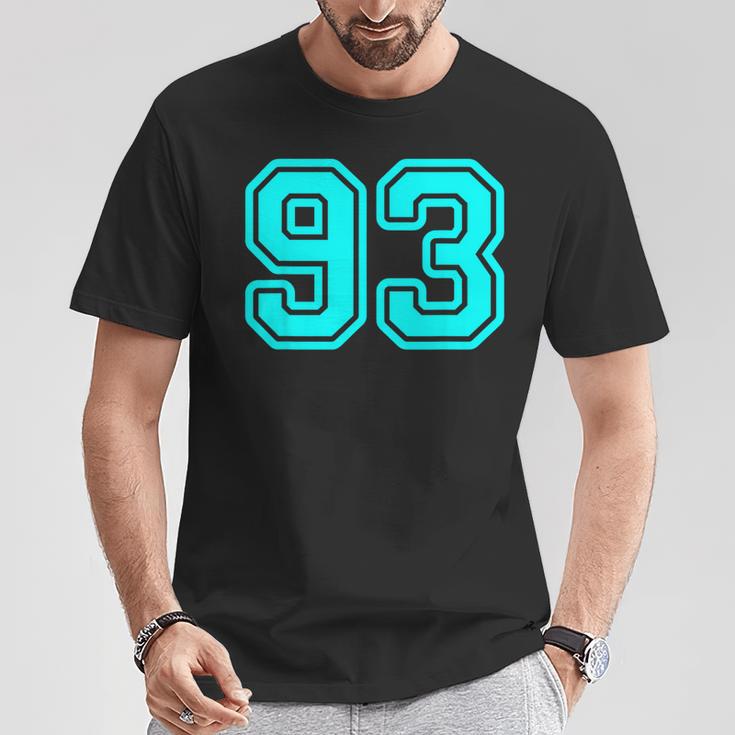 番号 93 シアン スポーツ番号 Tシャツ 面白い贈り物