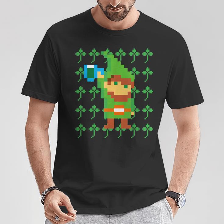 聖パトリックデー 乾杯 ピクセルアート シャムロック ドット絵 レトロゲーム Tシャツ 面白い贈り物