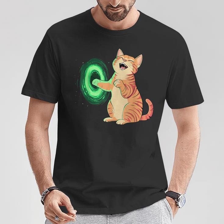 背中にポータル中指を持ついたずらな猫コスチューム。 Tシャツ 面白い贈り物