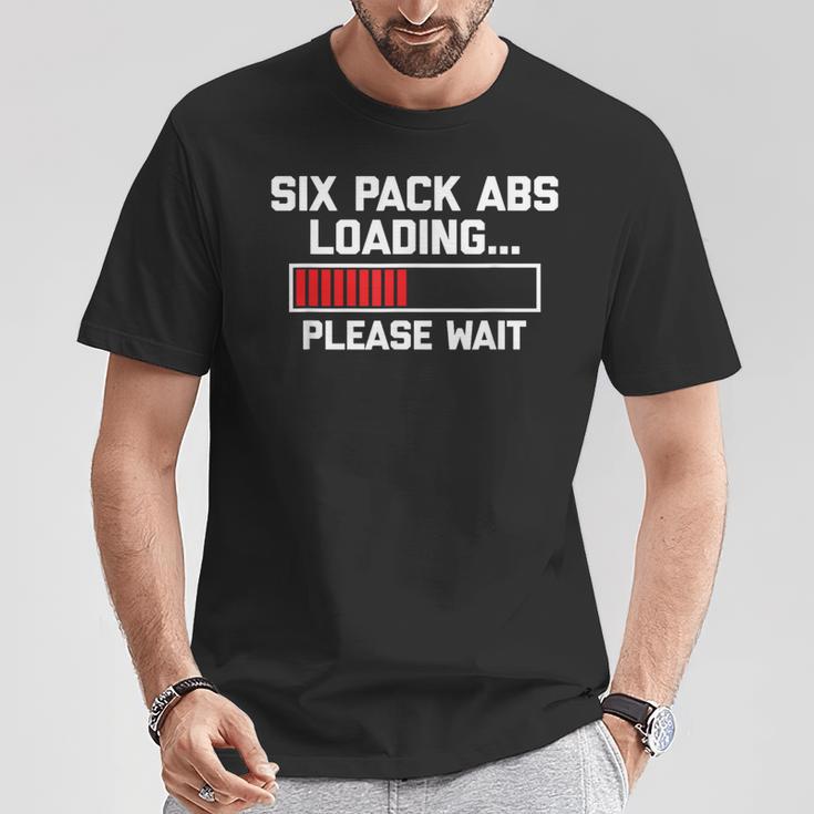 腹筋負荷お待ちください 面白いワークアウトジム 6パック Tシャツ 面白い贈り物
