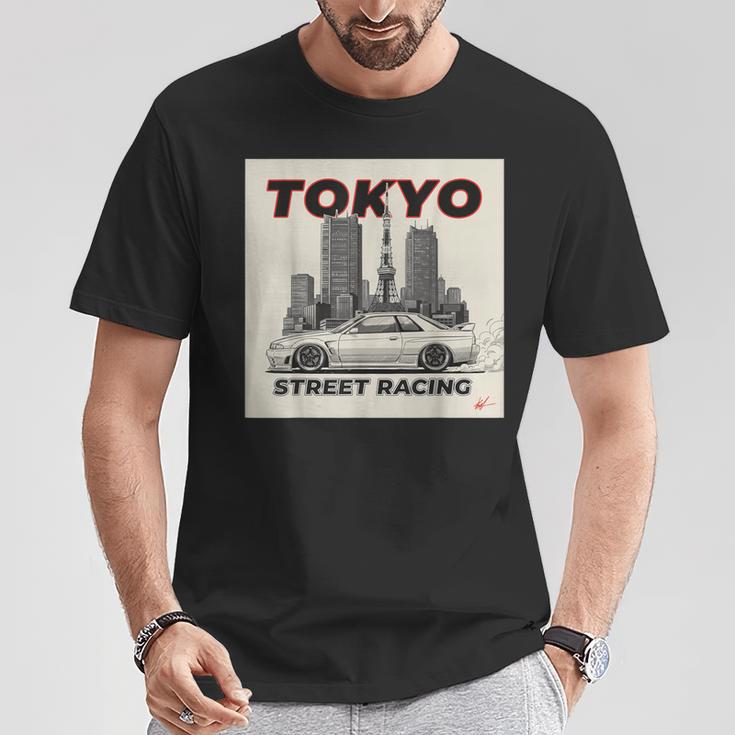 自動車愛好家のための東京ストリートレーシングカーデザイン Tシャツ 面白い贈り物