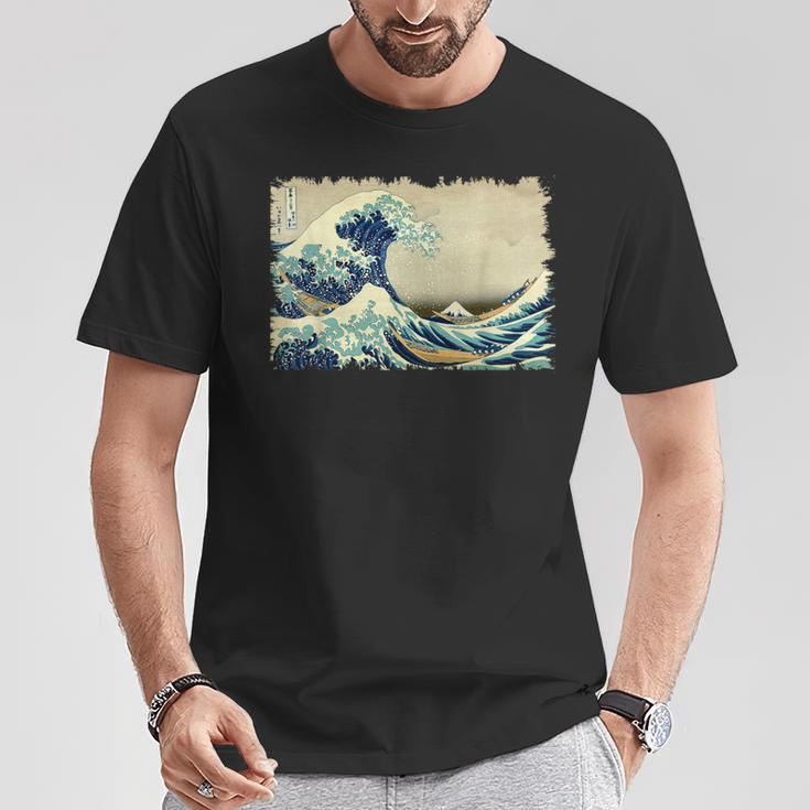葛飾北斎作 大波 Tシャツ 面白い贈り物