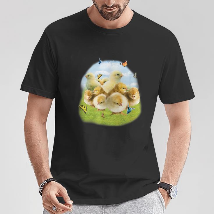 蝶 ひよこ 蝶 かわいい鶏 Tシャツ 面白い贈り物