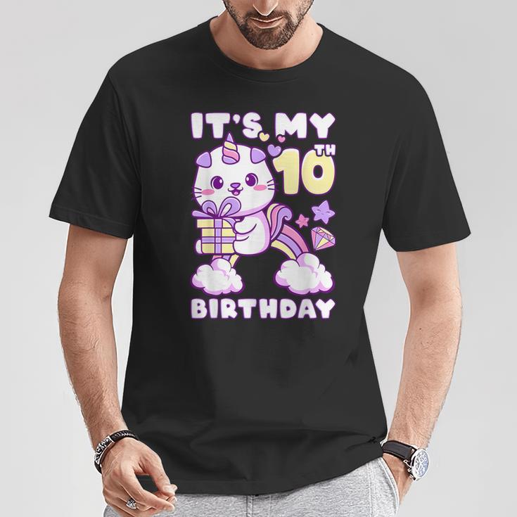 誕生日の女の子10歳、猫、ユニコーン、10歳の誕生日 Tシャツ 面白い贈り物