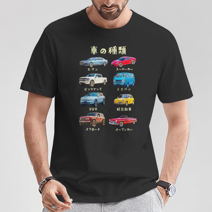 車の種類 面白いtシャツ 車 自動車 バイク おもしろ ネタ 文字入り 大人 メンズ おもしろグッズ 筆文字 Tシャツ 面白い贈り物