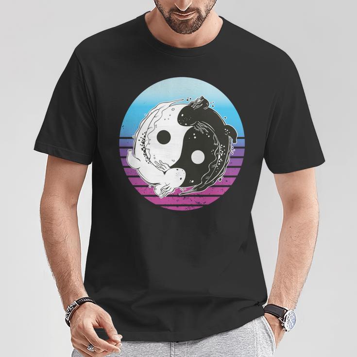 陰陽ウーパールーパー アート グラフィック アニメ ウーパールーパー 恋人 日本語 長袖tシャツ Tシャツ 面白い贈り物