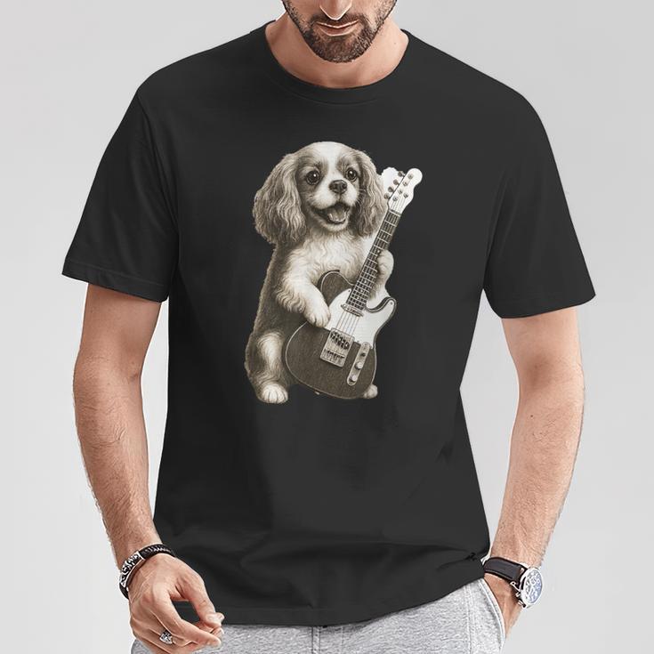 面白いtシャツ キャバリア 犬 ギター イヌ メンズ 犬好き グッズ かわいい おもしろ 面白い 服 ネタ Tシャツ 面白い贈り物