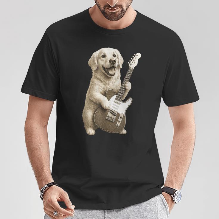 面白いtシャツ ゴールデンレトリバー 犬 ギター イヌ メンズ グッズ かわいい おもしろ 面白い 服 ネタ Tシャツ 面白い贈り物