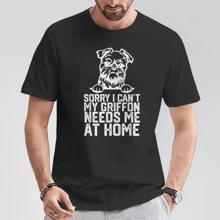 面白い、ごめんなさい、できないのです、ブリュッセル・グリフォンが家で私を必要としています Tシャツ 面白い贈り物