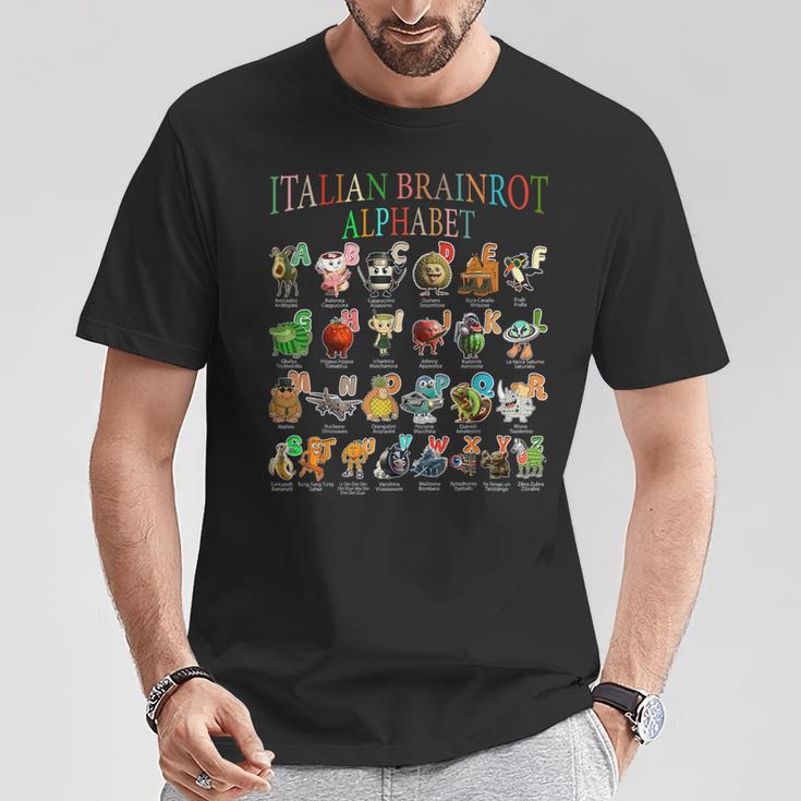 面白いイタリアンブレインロットキャラクターアルファベットミームブレインロット。 Tシャツ 面白い贈り物