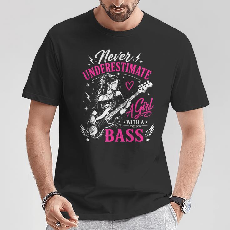 面白いギタリストの言葉 決して過小評価しない A Girl With A Bass Tシャツ 面白い贈り物