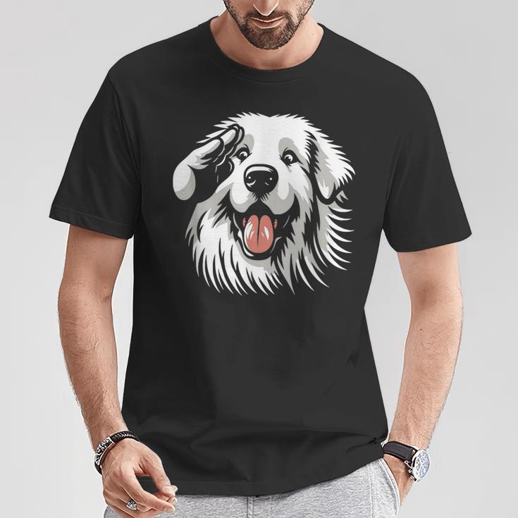 面白いグレート ピレニーズの顔の犬のグラフィック デザイン Tシャツ 面白い贈り物