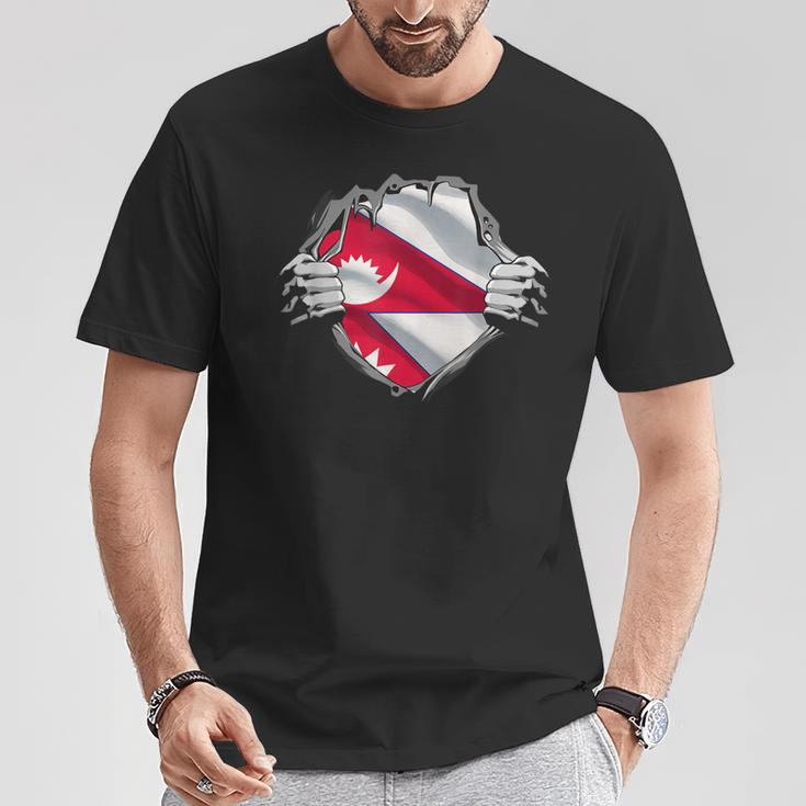 面白いネパール国旗の国 アジア Tシャツ 面白い贈り物