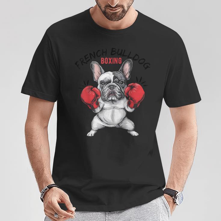 面白いフレンチブルドッグ ボクシング愛好家 ペット 犬 ボクシンググローブ Tシャツ 面白い贈り物