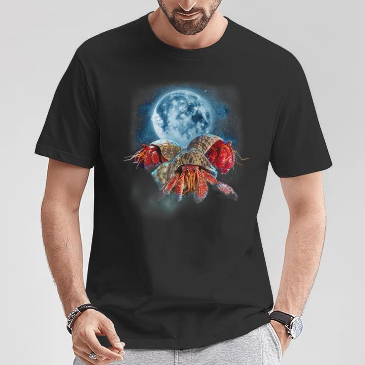 面白いヤドカリシャツ 月に吠えるカニ柄 Tシャツ 面白い贈り物