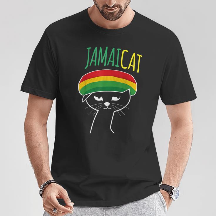 面白い猫 ユーモア ラスタ Jamaicat ジャマイカ 旗 かっこいい 男 猫 Tシャツ 面白い贈り物