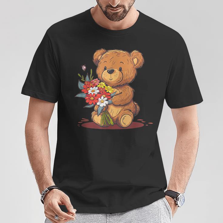 面白い花のテディベアコスチューム。 Tシャツ 面白い贈り物
