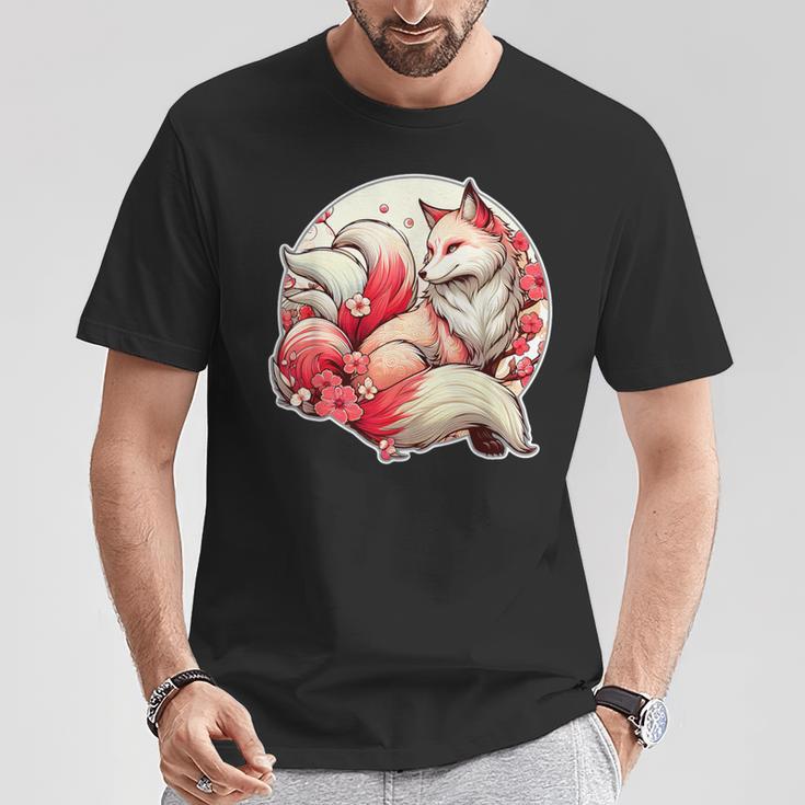 魅惑のキツネマジック：日本の九尾のキツネ編 Tシャツ 面白い贈り物
