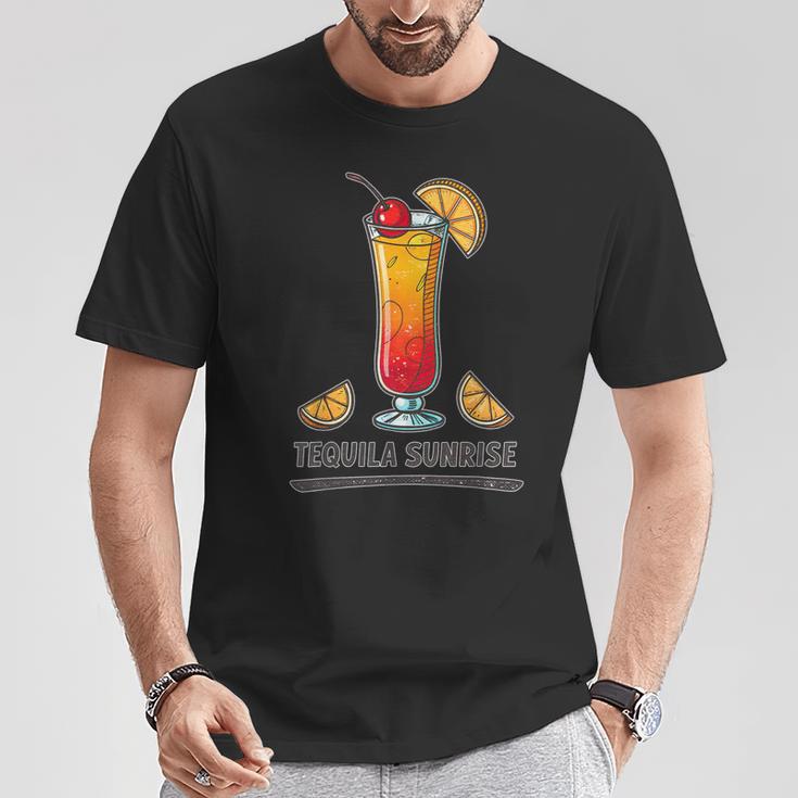 鮮やかなテキーラの日の出ドリンクイラスト Tシャツ 面白い贈り物
