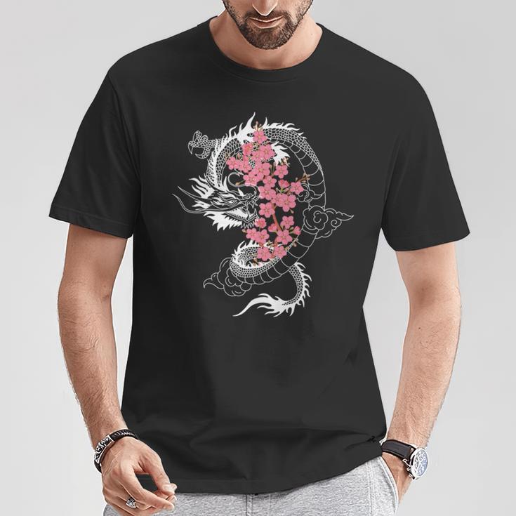 龍 日本の桜文化 長袖tシャツ Tシャツ 面白い贈り物
