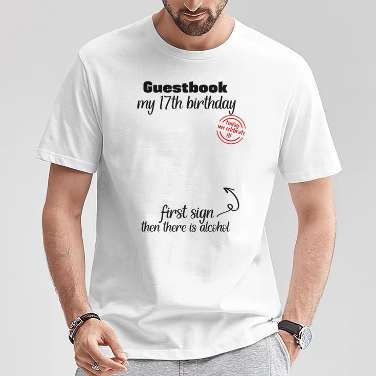 17th Birthday Boy Girl Guest Book Teenie Birthday T-Shirt Unique Gifts
