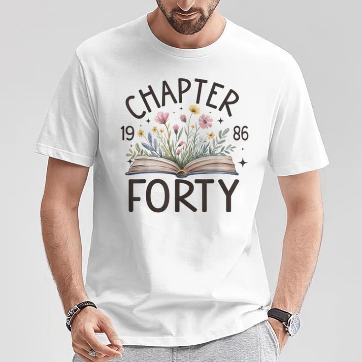1986 Chapter Forty 40th Birthday Wildflower Book 40 Year Old T-Shirt Unique Gifts