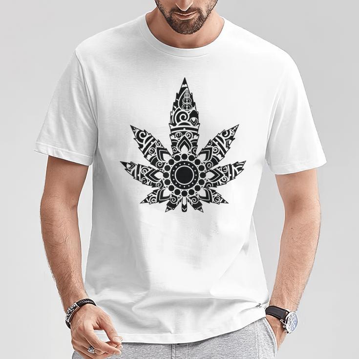 420 ウィードリーフスモーカー マリファナスモーカー メンズ レディース 曼荼羅 Tシャツ 面白い贈り物