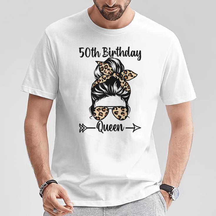 50歳の誕生日 クイーン Happy 50歳 散らかったパンヒョウ Tシャツ 面白い贈り物