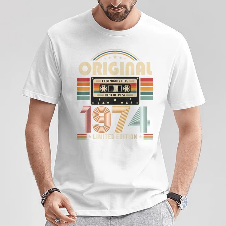 52 歳の誕生日プレゼント男性 1974 年 レトロ ビンテージ テープ Tシャツ 面白い贈り物