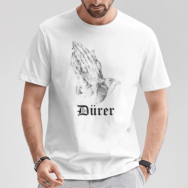 Albrecht Dürer Durer クリスチャンアート 祈りの手 ホワイト Tシャツ 面白い贈り物